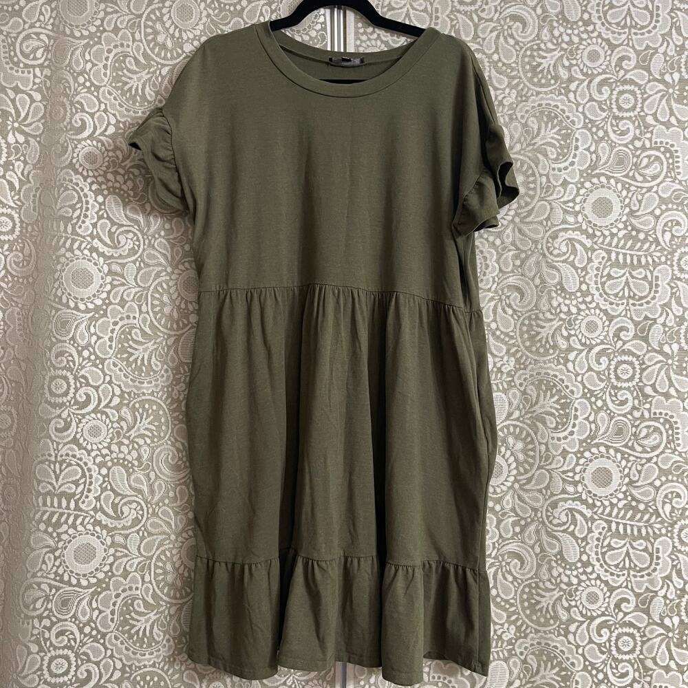 Lulu’s Olive Green Ruffle Dress Plus Size 1X